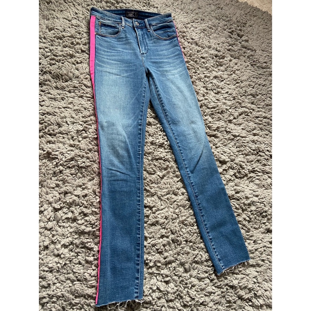 Pink Side Stripe Skinny Jeans
